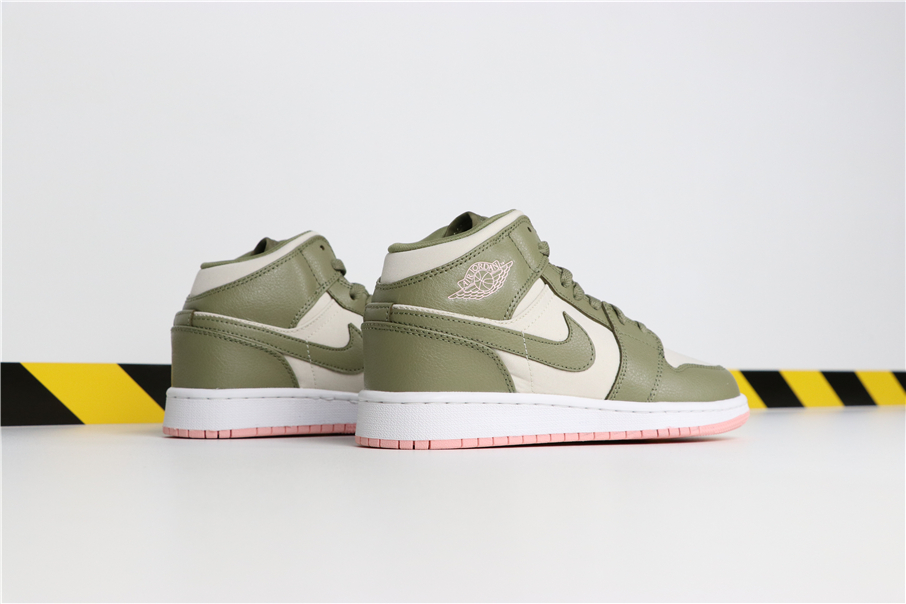 Air Jordan 1 MID GS Green White Pink Shoes